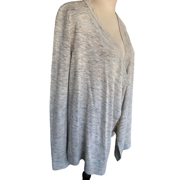 Loft Gray Beige Open Drape Linen Blend Long Sleeves Lightweight Sweater S - Picture 4 of 9